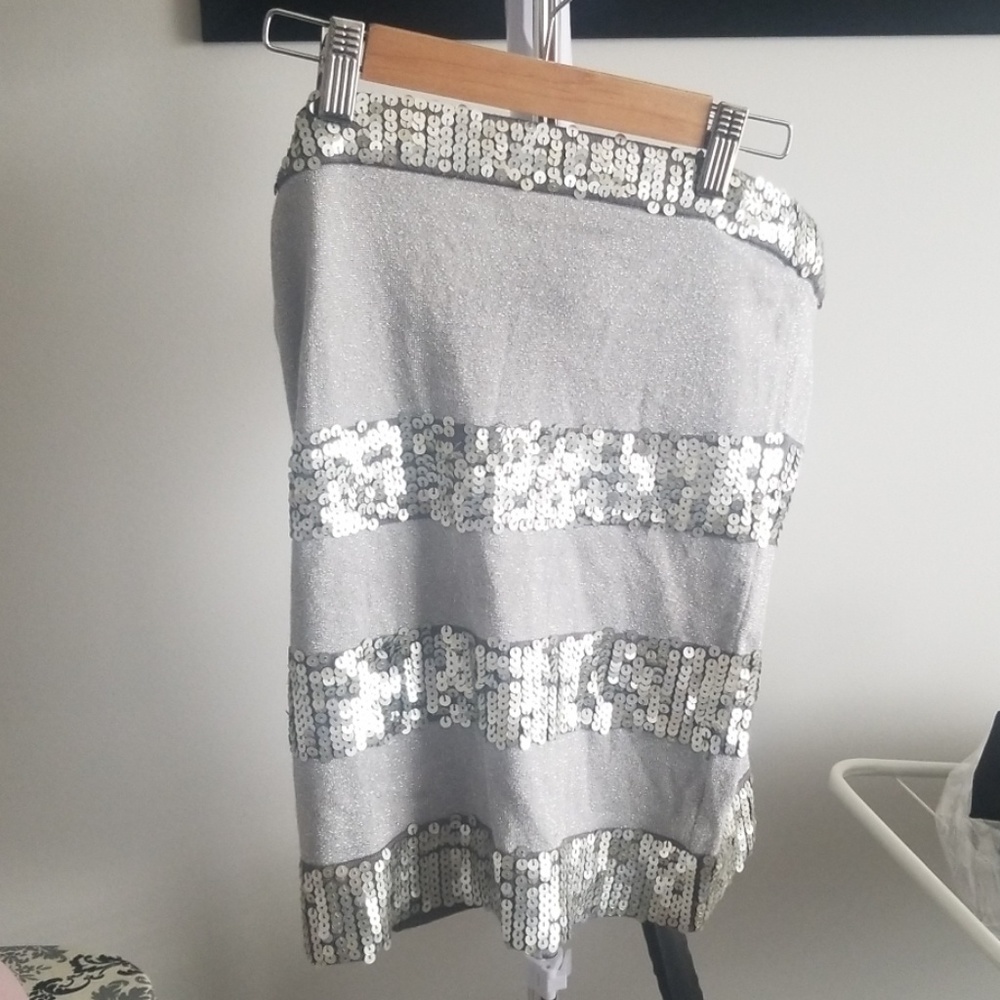 Silver tube top with sequins size med/large